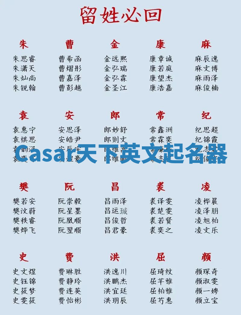 Casar天下英文起名器