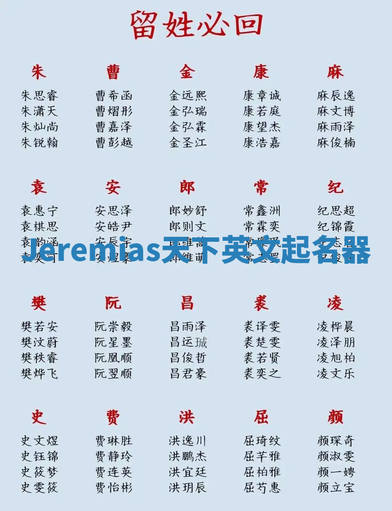 Jeremias天下英文起名器 Jeremias天下英文起名器