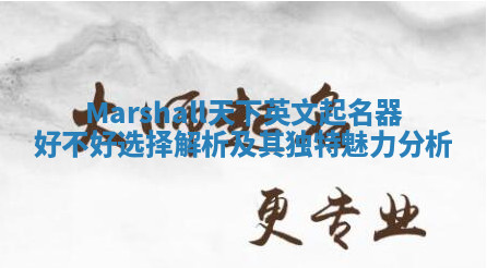 Marshall天下英文起名器好不好选择解析及其独特魅力分析